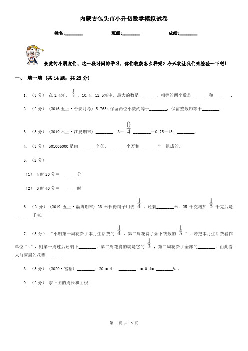 内蒙古包头市小升初数学模拟试卷