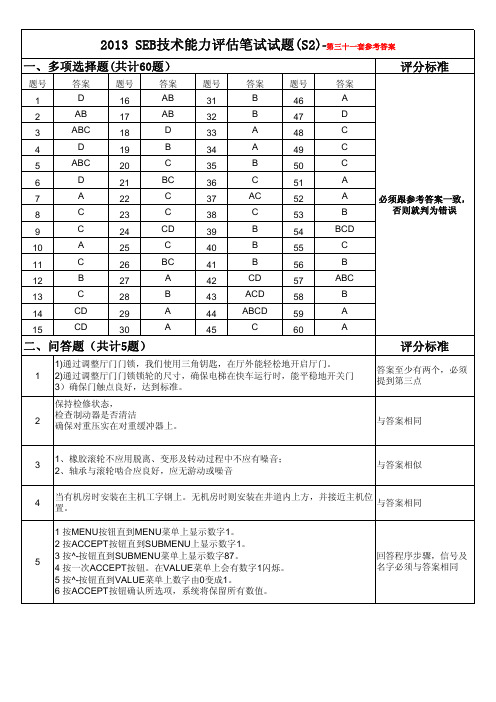 31 2013技术能力评估笔试 (S2)第三十一套-参考答案