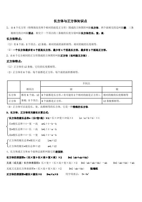 (完整版)长方体与正方体知识点