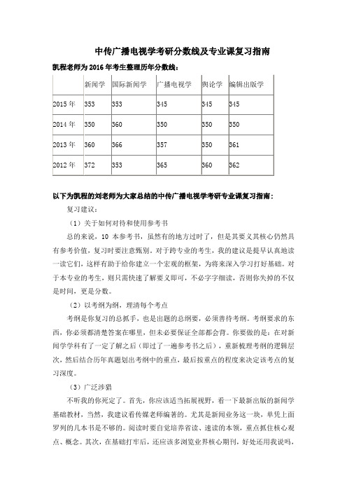 中传广播电视学考研分数线及专业课复习指南