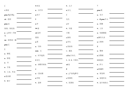 新概念第一册单词练习(完整版)