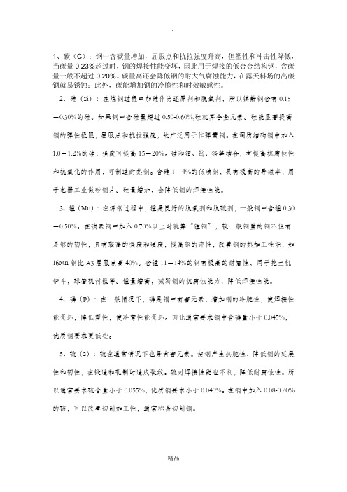 各种元素在金属材料中的作用