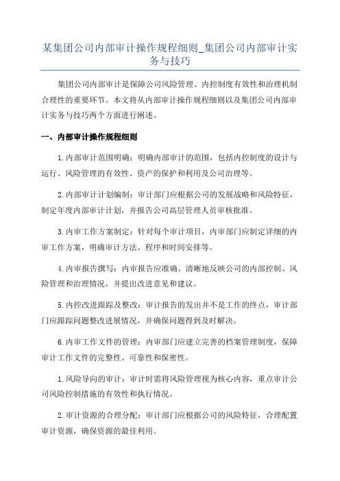 某集团公司内部审计操作规程细则_集团公司内部审计实务与技巧