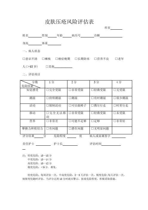 压疮风险评估