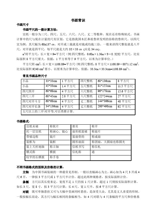 书画作品格式、尺寸等小常识