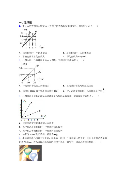 上海普陀区教育学院附属学校初中物理八年级上册期末检测题(答案解析)