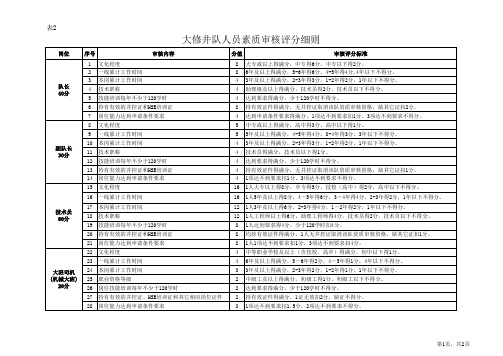 集团公司大修井队资质审核标准(试行)