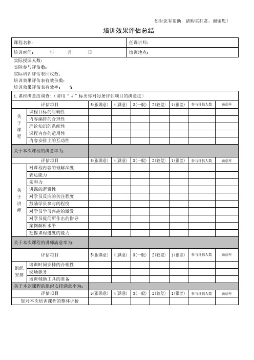 培训效果评估总结模板 (2)