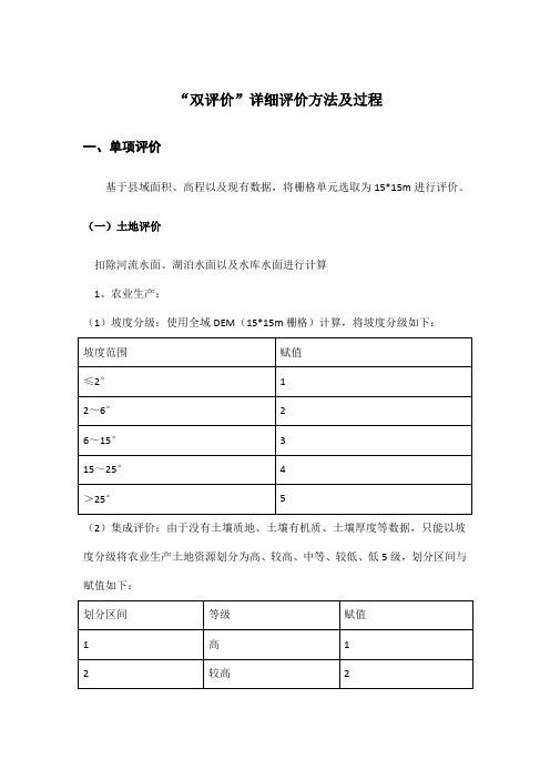 国土空间“双评价”详细评价方法及过程