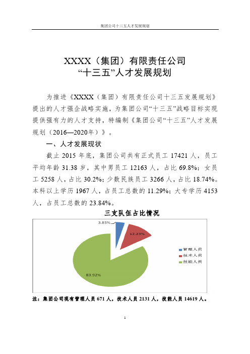 集团公司十三五人才发展规划