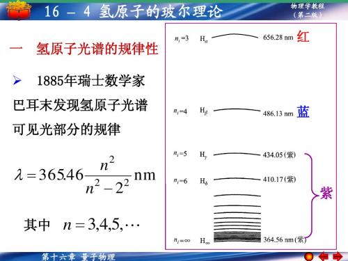 16-4 氢原子的玻尔理论