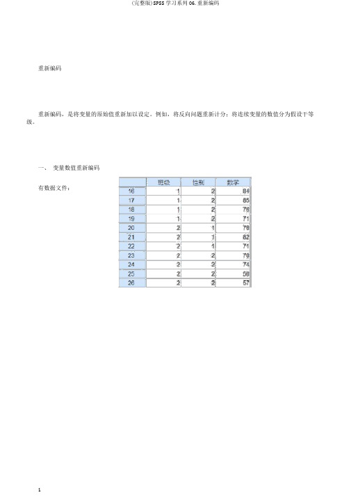 (完整版)SPSS学习系列06.重新编码