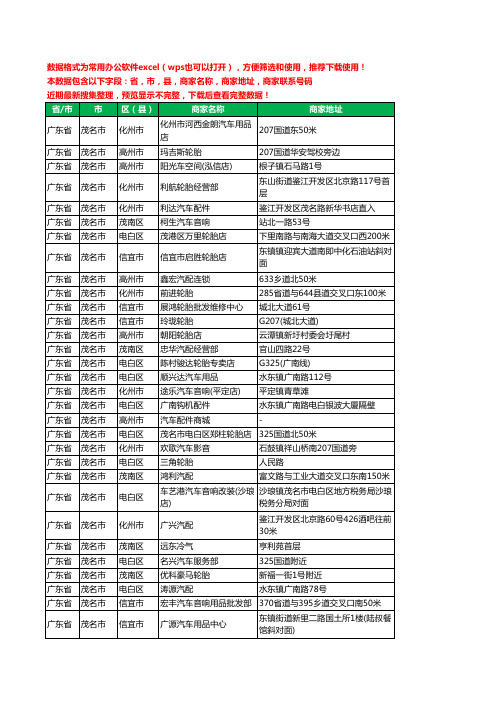 2020新版广东省茂名市汽车用品工商企业公司商家名录名单联系电话号码地址大全858家