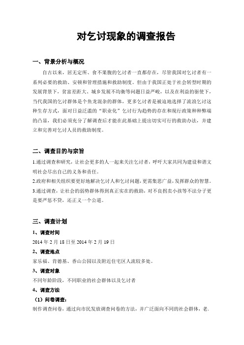 关于乞讨现象的社会实践调查(大学论文)