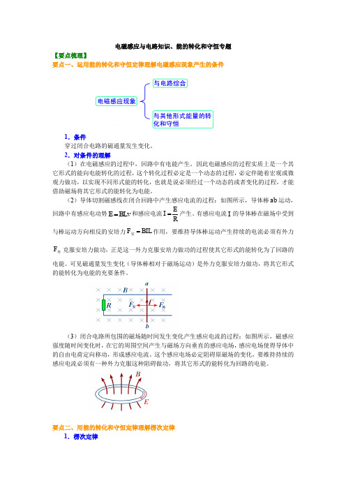 高二物理 电磁感应与电路知识、能的转化和守恒专题