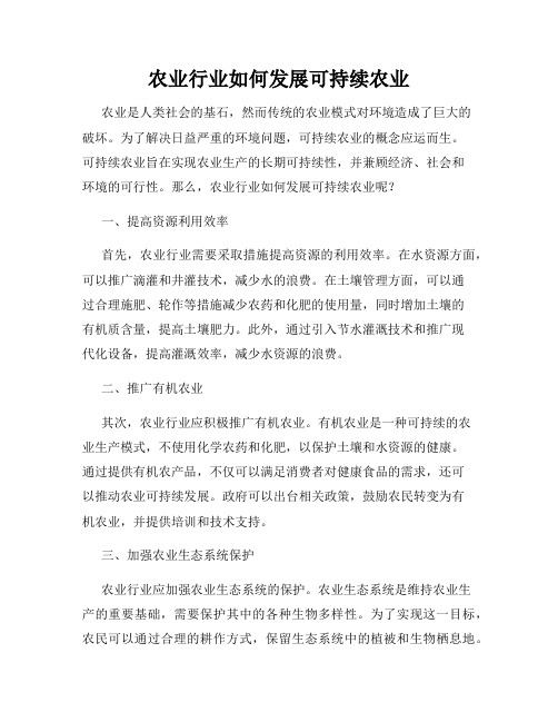 农业行业如何发展可持续农业