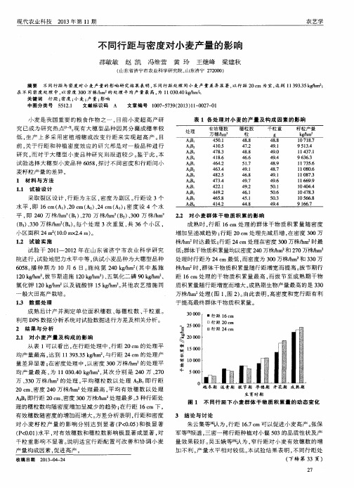 不同行距与密度对小麦产量的影响