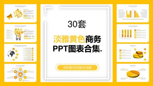 30套淡雅黄色商务PPT图表合集