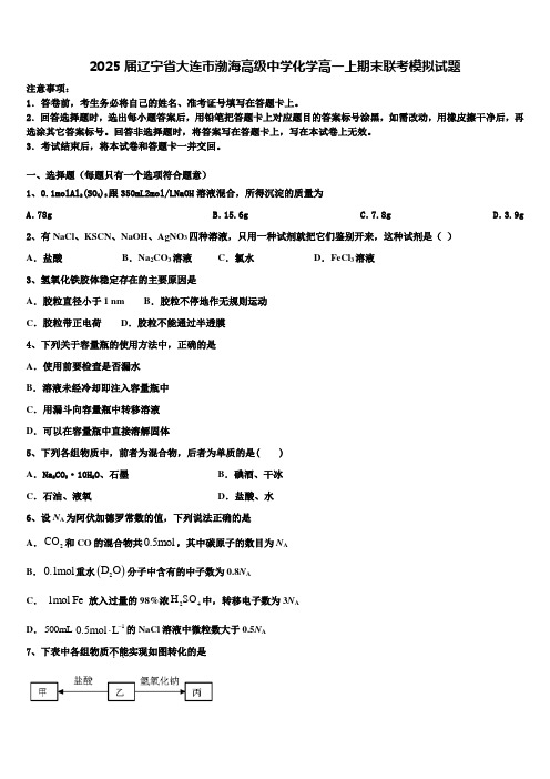 2025届辽宁省大连市渤海高级中学化学高一上期末联考模拟试题含解析