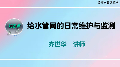 给水管网的日常维护与监测-PPT课件