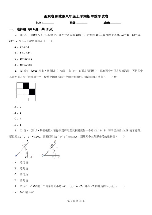 山东省聊城市八年级上学期期中数学试卷