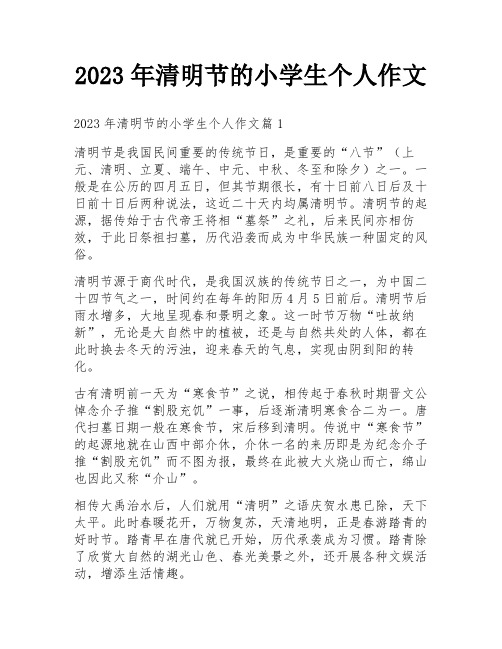 2023年清明节的小学生个人作文