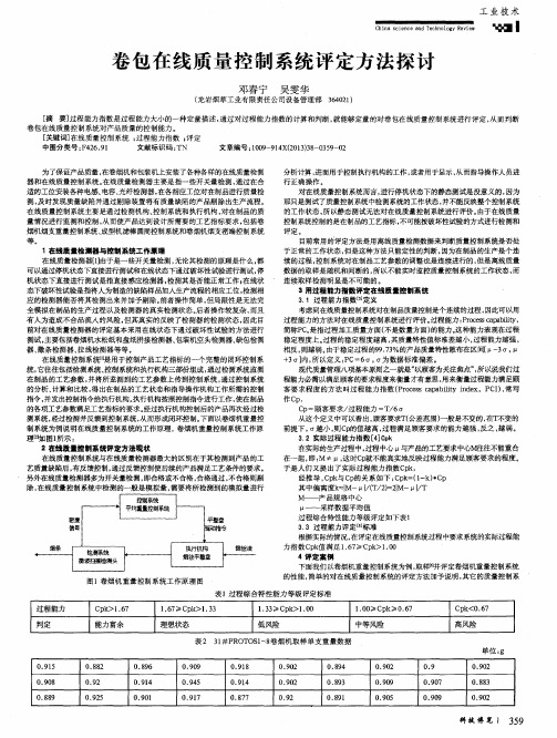 卷包在线质量控制系统评定方法探讨