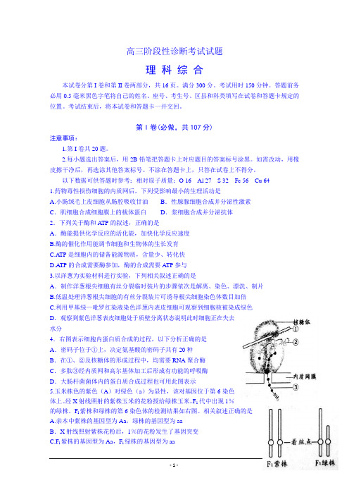 2015淄博二模打印版  山东省淄博市2015届高三5月阶段性诊断考试(二模)理科综合试题 Word版含答案