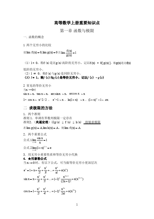 (完整word版)高数重要知识点