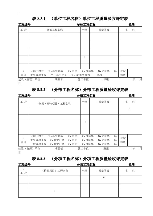 热控工程质量验收及评定记录-表格