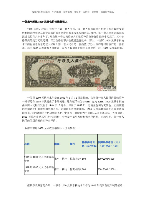 一版推车耕地1000元回收价格涨势惊人