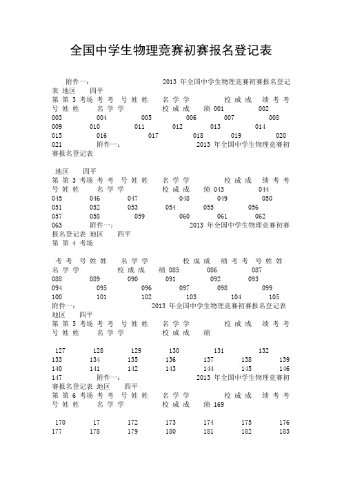 全国中学生物理竞赛初赛报名登记表.doc