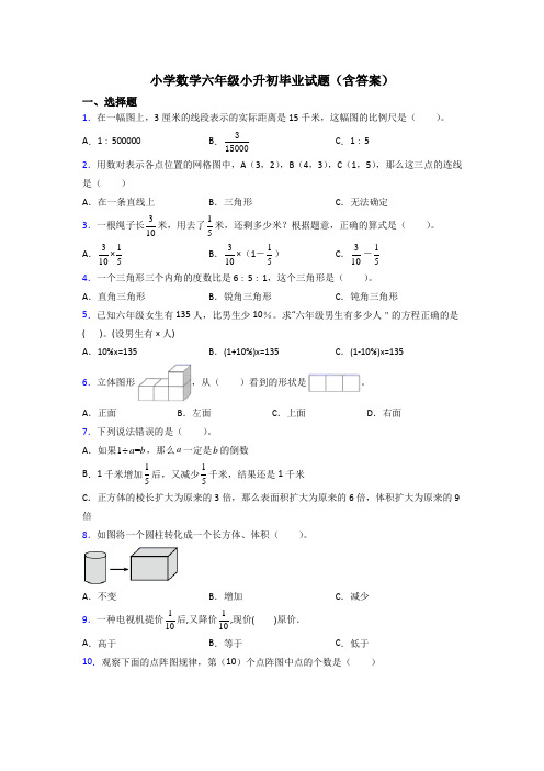 小学数学六年级小升初毕业试题(含答案)