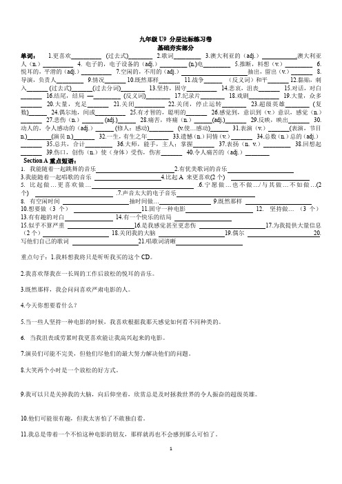 九年级英语全一册第9单元分层达标练习