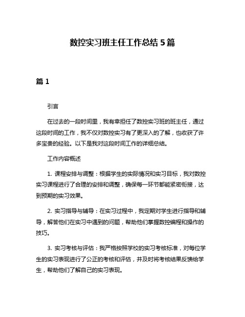 数控实习班主任工作总结5篇