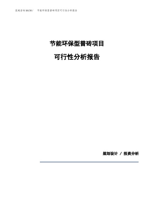 节能环保型普砖项目可行性分析报告(模板参考范文)