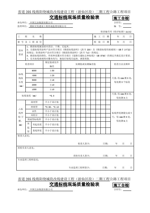 11.3.2交通标线现场质量检验表