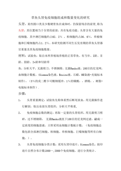 草鱼头肾免疫细胞组成和数量变化的研究