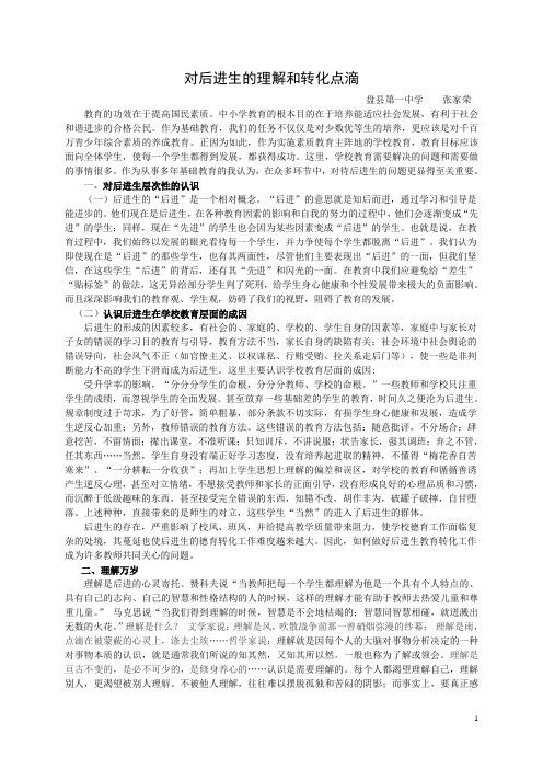 对后进生的理解和转化点滴