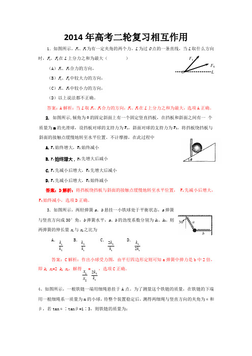 2014高考物理二轮复习--相互作用(含解析)汇总