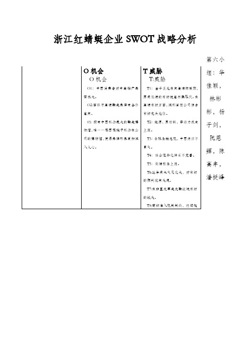 第六组浙江红蜻蜓企业战略管理swot分析