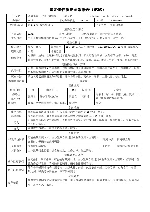 氯化锡MSDS