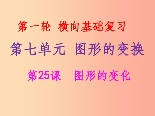 2019年中考数学冲刺总复习 第一轮 横向基础复习 第七单元 图形的变化 第25课 图形的变换课件