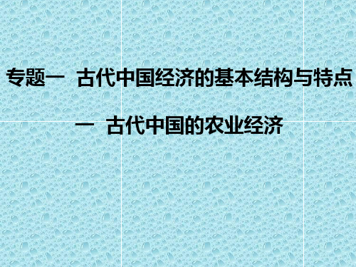 高中历史(人民版)必修2专题1教学课件1.1古代中国的农业经济 (共23张PPT)