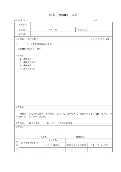 (完整版)隐蔽工程验收记录表