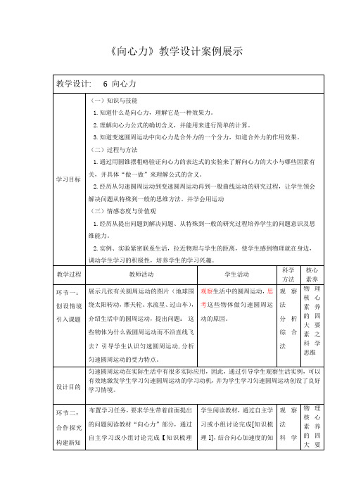 《向心力》教学设计案例