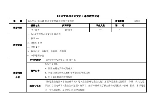 电子教案-《企业管理与企业文化》(第五单元第二课+制造企业物流和零售企业物流)-2