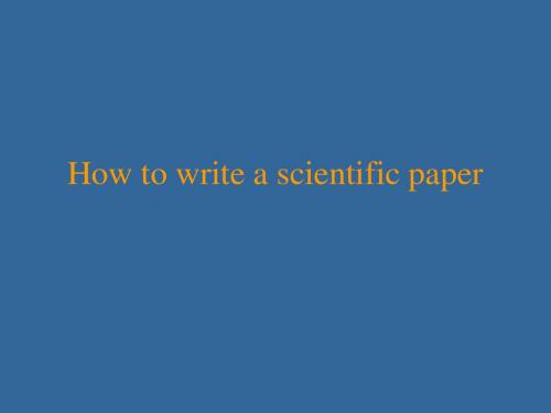 How to write a scientific paper