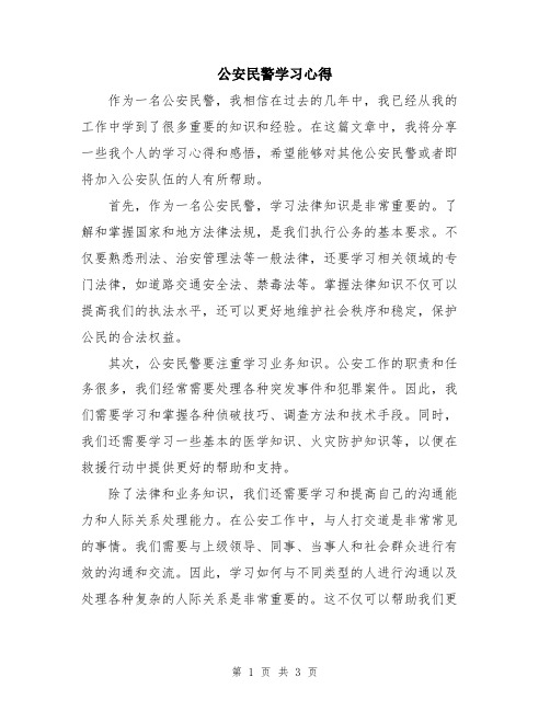 公安民警学习心得