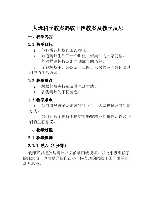 大班科学教案蚂蚁王国教案及教学反思